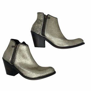 Liberty Black Cracked Metallic Silver Gold Booties 7.5 MSRP $239 New without Box